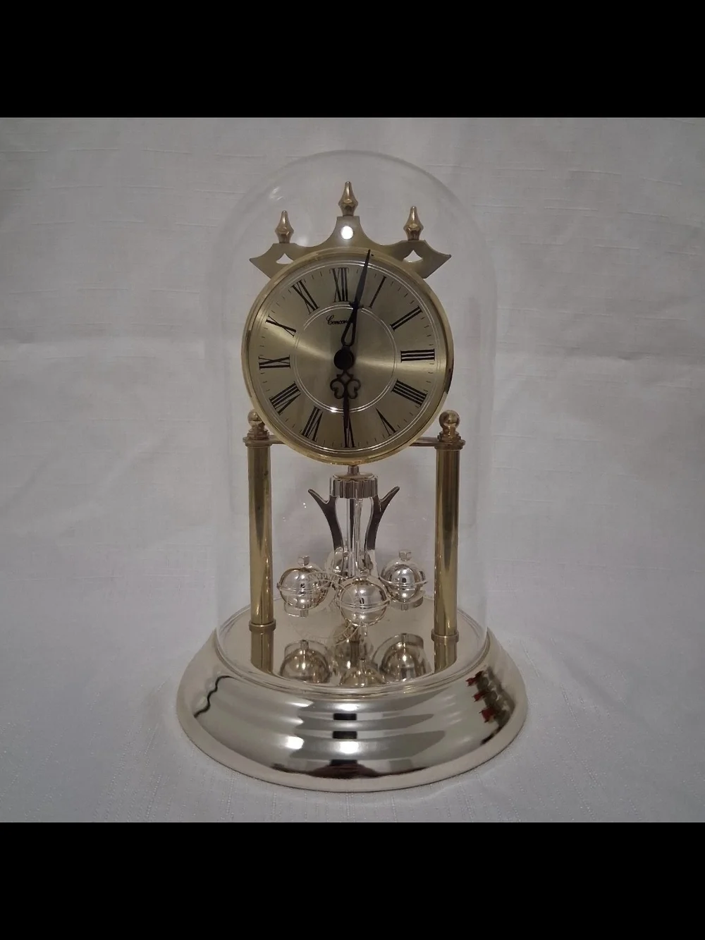 Brass and Silver Anniversary Dome Clock - Gold and Silver Finish